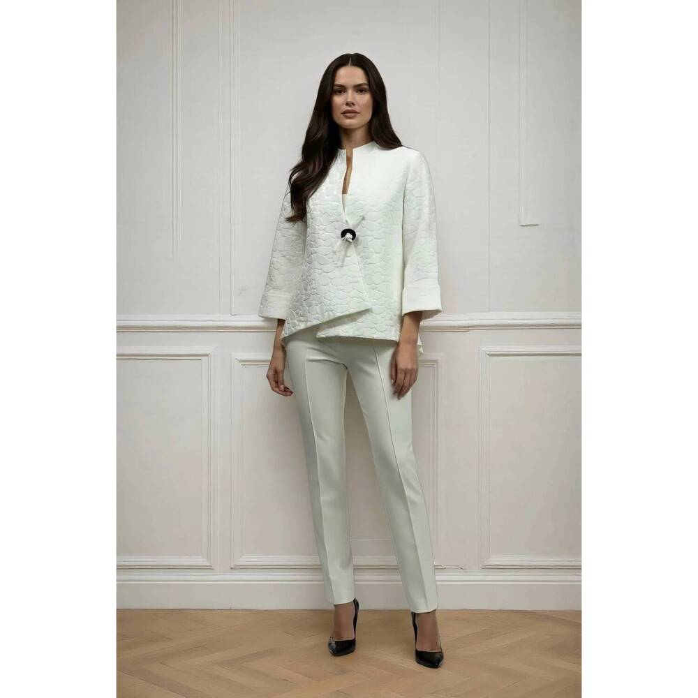 NEW IC COLLECTION jacquard high low asymmetric jacket in ivory - Picture 2 of 5